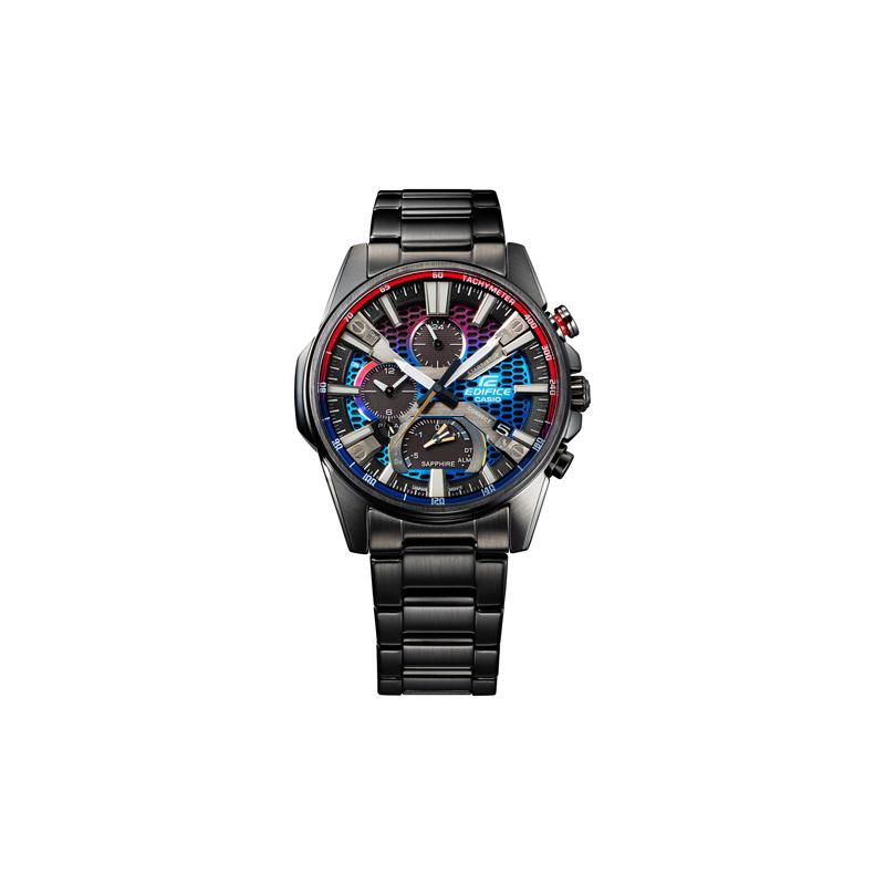 Casio EDIFICE Series Hot Color Gradient Series Casual Retro Fashion Classic Three Eyes Solar Quartz Movement Steel Strap Japanese and EQB-1200YHG-1APR