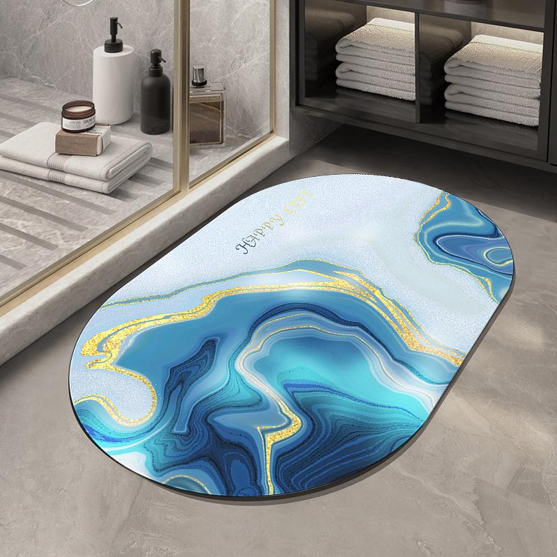 Diatom Mud Floor Mat Light Luxury Air Bathroom Anti-slip Mat Marble Absorbent Bathroom Floor Mat