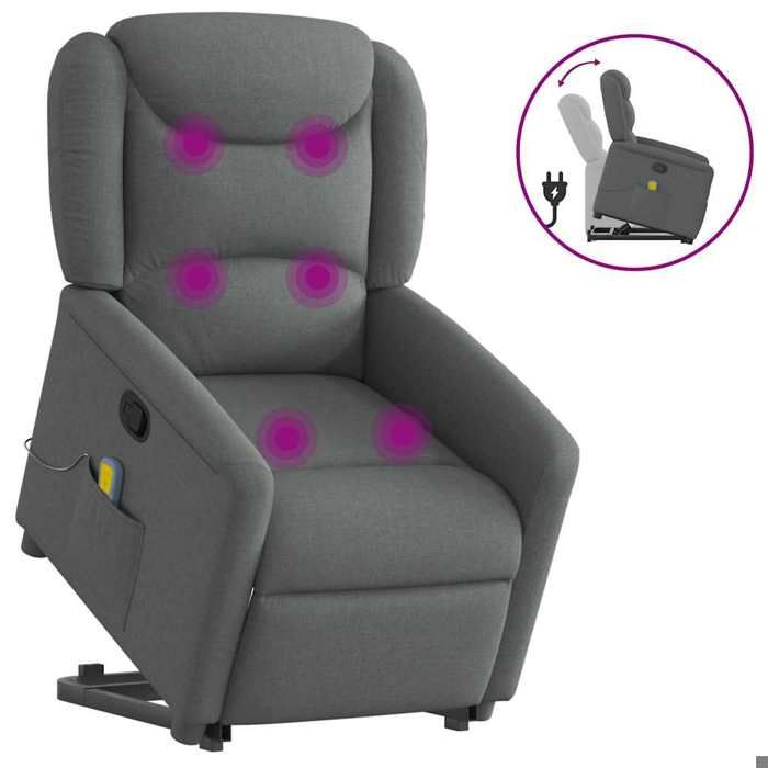 VidaXL Fauteuil de massage inclinable Gris foncé Tissu 3303205