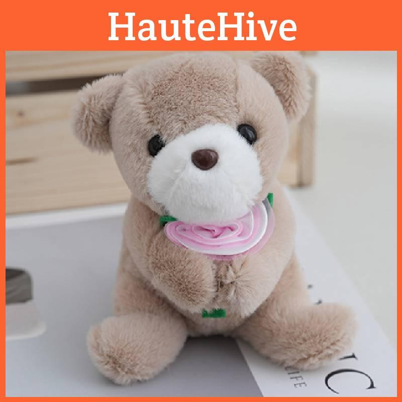 Plush Rose Dog Cat Dolls Toys Stuffed Animals Pp Cotton Filling White Brown