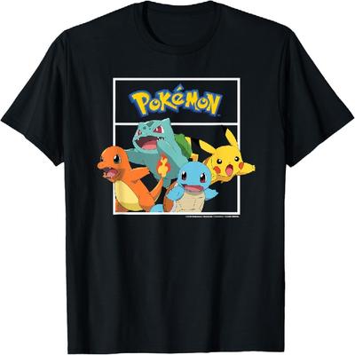 Pokémon - Pikachu Charmander Bulbasaur Squirtle Kanto Groep T-shirt