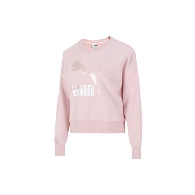 Logo Print Sporty Crew Neck Sweatshirt Women Tops Pink 531382-36