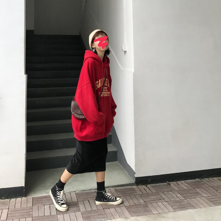 

Женские теплые мягкие толстовки с капюшоном, утолщенные, повседневные, универсальные, ретро, простые, литературные, студенческие, свободные, ленивые, с капюшоном, зимние женские M