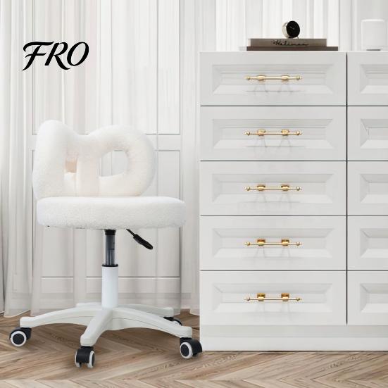 Makeup Chair Swivel Vanity Chair, with Adjustable Dressing Stool Height, Plush Cover Bowknot Back Home Office