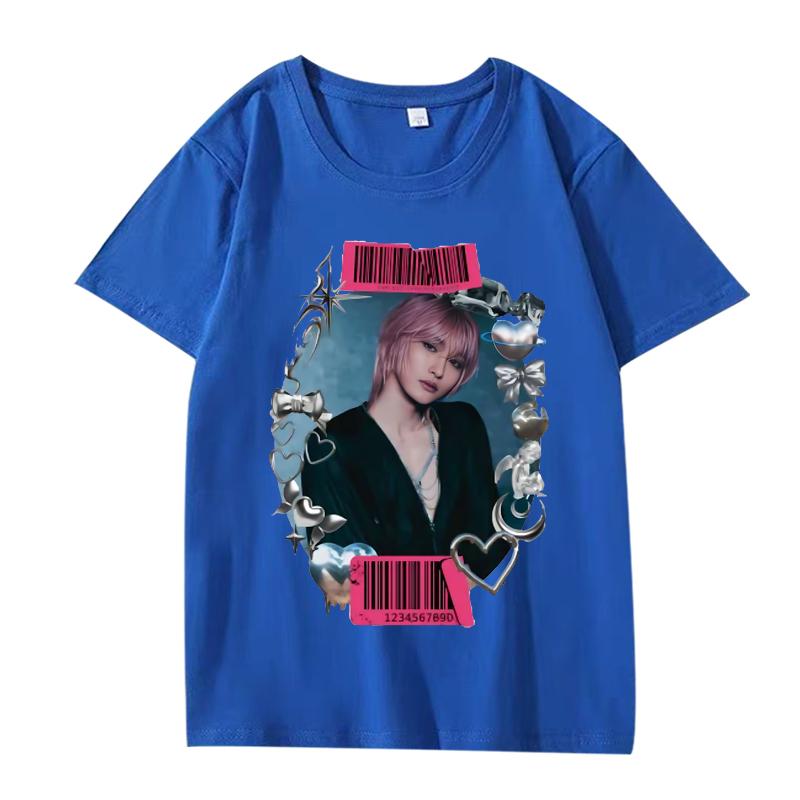 K-pop Seonghwa ATEEZ T-shirt män kvinnor Oversized 100% Bomull mode streetwear kortärmad Sommar tryck grafik Unisex toppar