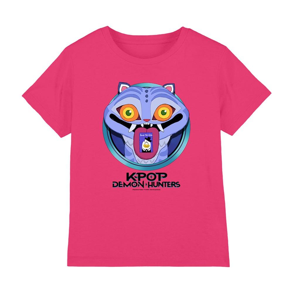 K-Pop Demon Hunters Cartoon Derpy Save The Date Kids T Shirt Pink XXXL