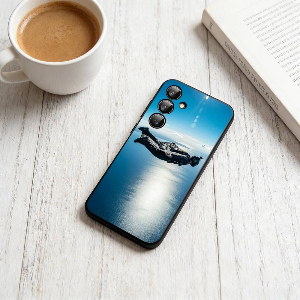 

Wingsuit Flying Phone Case Black Silicone Soft For Samsung Galaxy A73,A72,A71,A70,A53,A52,A51 Samsung a70