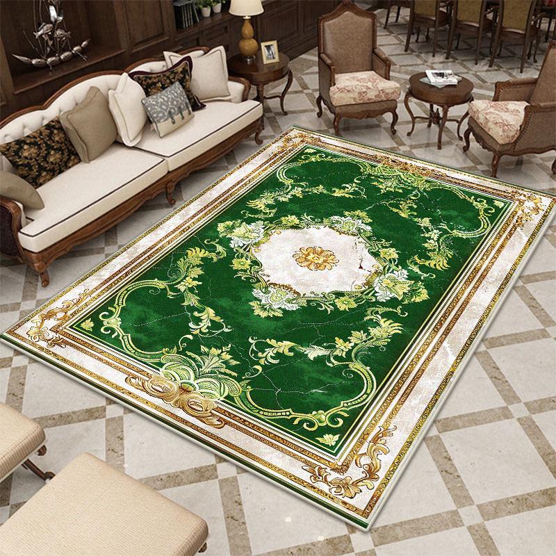 European Style Black Golden Carpet Living Room Luxury Decor Soft Fluffy Washable Rug Bedroom Bedside Antiskid Floor Mat Foldable