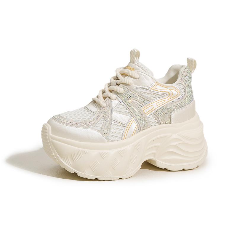 Thick-soled Inner Height Increase Dad Shoes Women's 2025 Autumn New Mesh Shoes Ultra-light Soft-soled Women's Shoes Casual Sports Shoes
