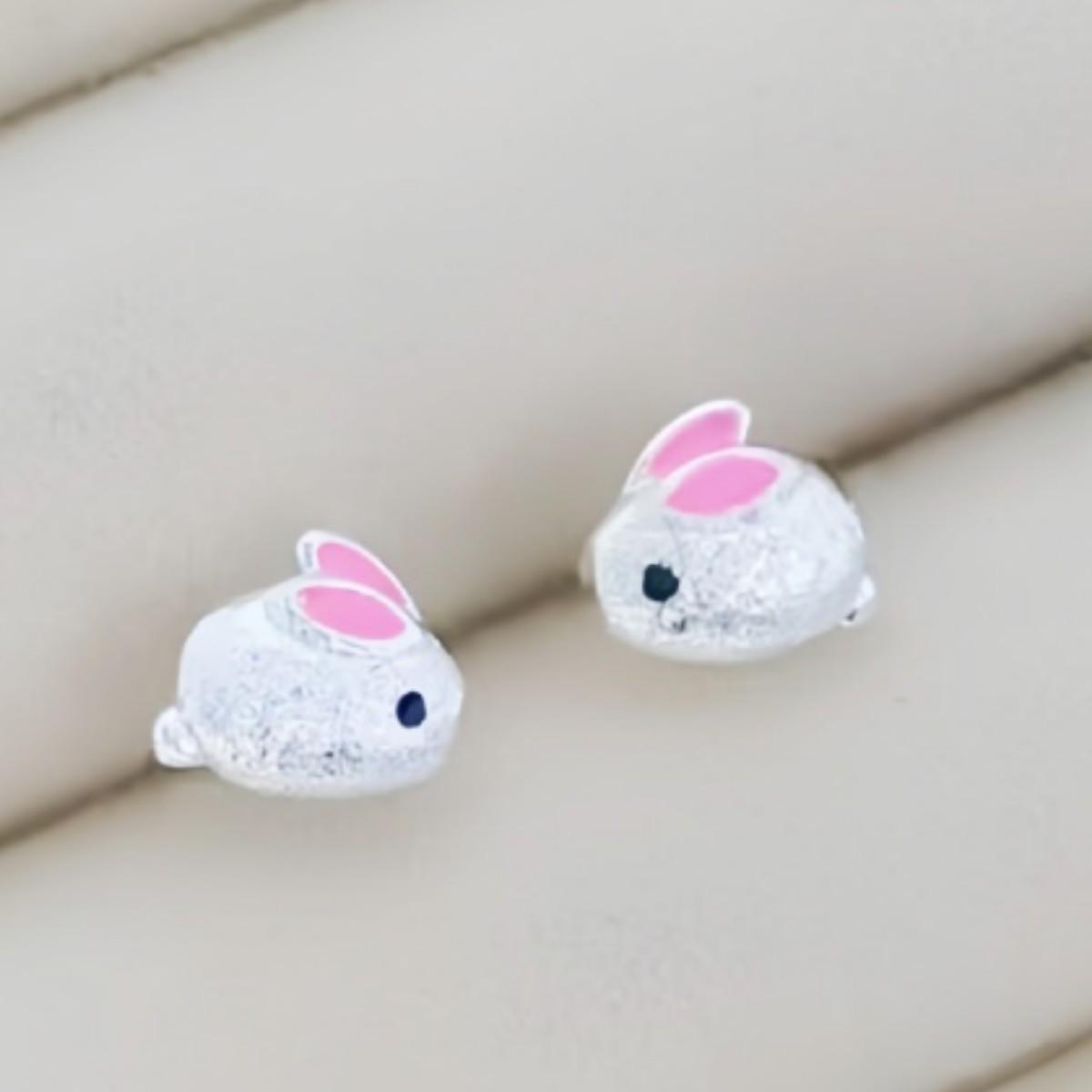 Минималистичные 3D серьги-гвоздики «Лунная кроличья лапка»: Уникальный, Универсальный, Стиль высокого класса серебряный