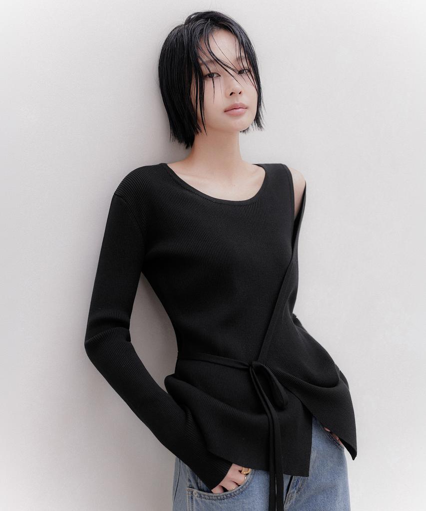 MEMUA Moment Soft Rib Wrap Knit (Ivory)
