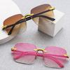 Square Sunglasses Rimless Gradient Lenses UV400 Goggles Square Designer Shades For Outdoor Beach Summer