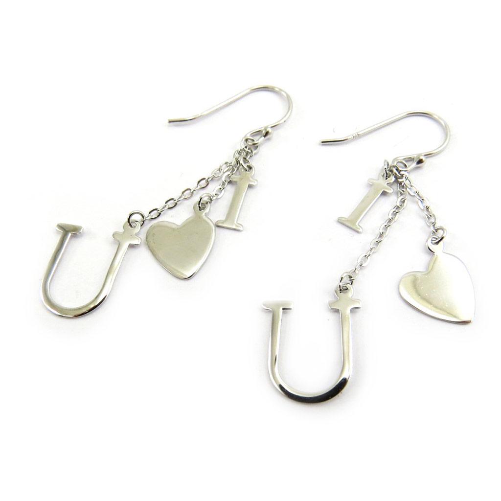 Les Trésors De Lily [G2834] - Silver Earrings 'I Love U'