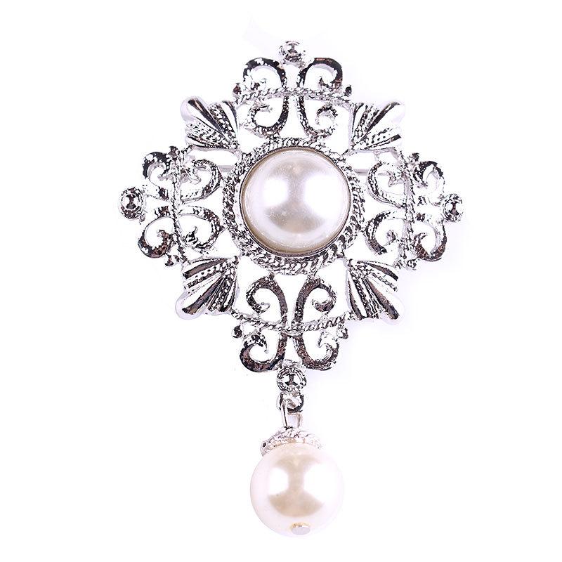 

Fashion Pearl Pendant Brooch Retro Flower Corsage Women s Pin Long-lasting Color Exquisite Hypoallergenic BFF Gift Accessory