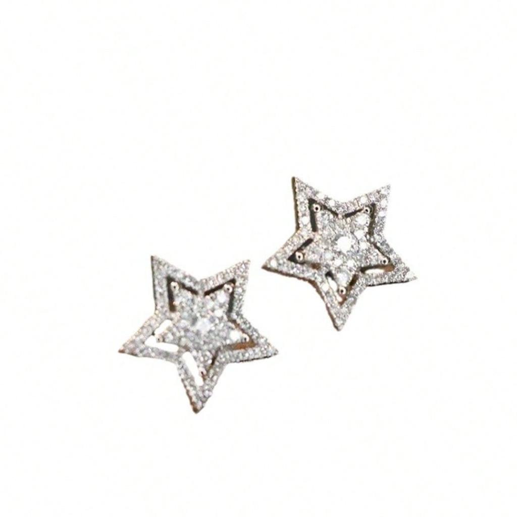 1 Pair of Sparkling Star Earrings - Sparkling Synthetic Zircon Inlay, Suitable for Daily Wear and Holiday Gift Giving