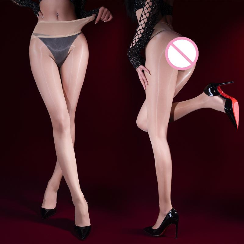 Women Stockings 3D Aurora Ultra-Thin Oil Shiny Glossy Silky Seamless Crotch Pantyhose Mesh Waist Transparent Temptation Sockings