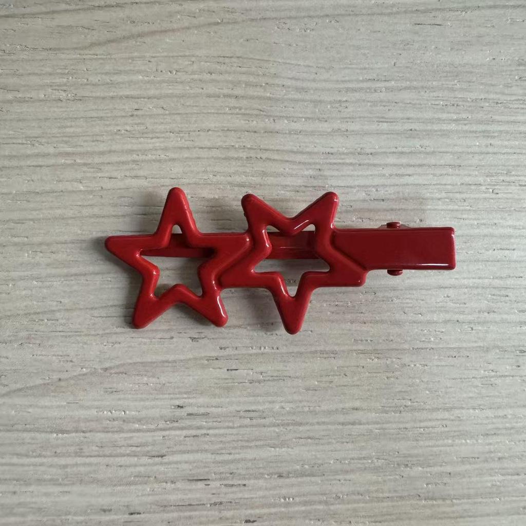 Festive Red Star Hair Clip – Lucky Five-Pointed BB Clip for Bangs and Wispy Hair