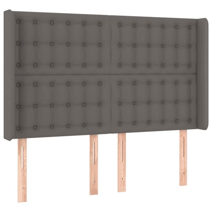 Tête de lit - MAISON EXCLUSIVE - Similicuir - Gris - LED intégrée - 147 x 16 x 118/128 cm