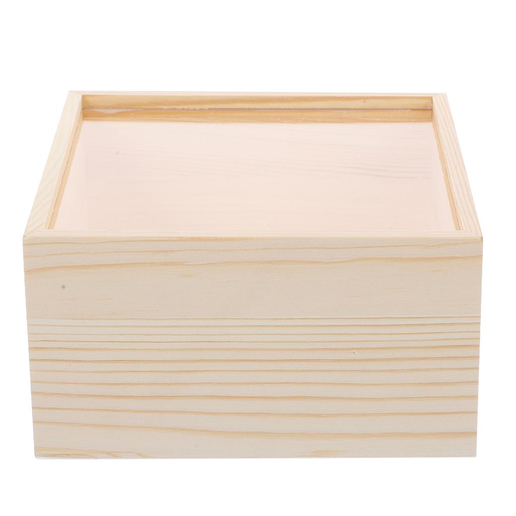 Wooden Unfinished Box Clear Slide Top Wood Gift Box Soap Box Vintage Jewelry Boxes Treasure Chest Craft Shadow Boxes Diy