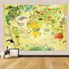 Nordic Style Animal World Map Tapestry Wall Hanging Children's Room Living Room Decor Beach Towel Thin Blanket Yoga Shawl Mat