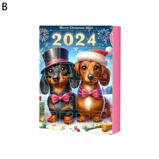Advent Calendar 2024 Cat Dog Pendant Acrylic Christmas Countdown Calendar for Boys Girls Kids Children Colorful Holiday Room Decorations Gifts