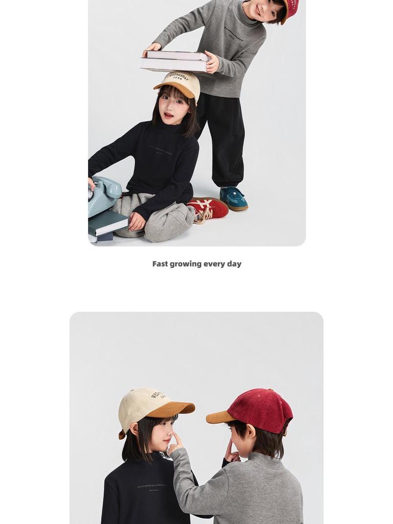 Fairy Tale Memory Chłopięca aksamitna warstwa bazowa 2025: Zimowy półwysoki dekolt dla dzieci średnich i dużych.