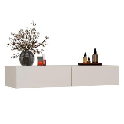 Tocador cosmético colgante Mika 110 cm 2 cajones para dormitorio Beige Cachemira