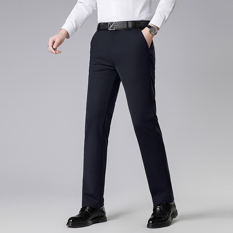 2026 Spring/Summer Men's Casual Knit Pants - Fashionable, Versatile, Middle-Aged Business Wear, Straight Loose Fit