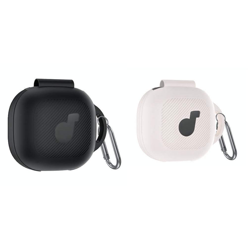 Silicone Case with Carabiner Protective Skin Case Shockproof Earbuds Case Cover Front LED&Logo Visible for Anker Soundcore P40i