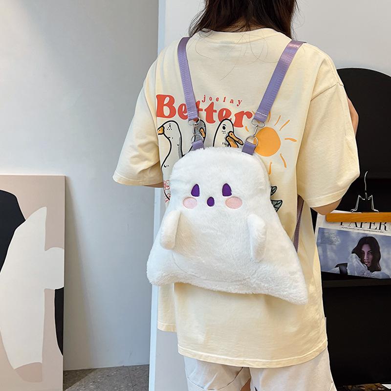 Ghost Kid Plush Backpack Female Personality Doll Plush Doll Crossbody Bag Cute Cartoon Backpack
