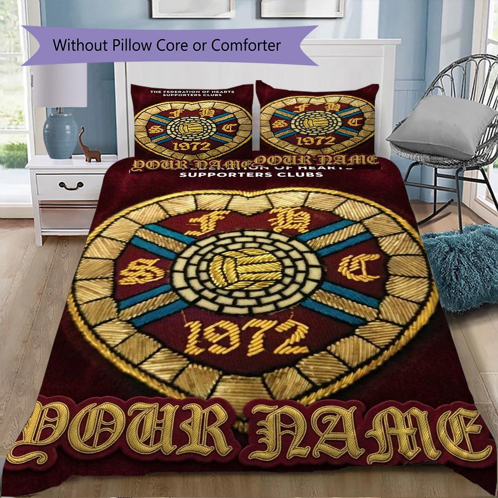 Custom Name Heart of Midlothian Pattern Bedding uilt Set uilt Cover Pillowcase Home Decoration Birthday Gift (1*duvet cover+2*pillowcase without core)