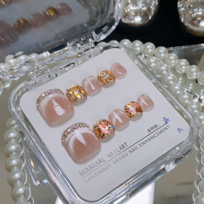 

Блестящие накладки для ногтей на ногах ручной работы с пайетками - Наклейки для нейл-арта высокого класса Large