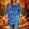 Women's Halloween Print Casual Neck Loose Fit 3/4 Sleeve Top