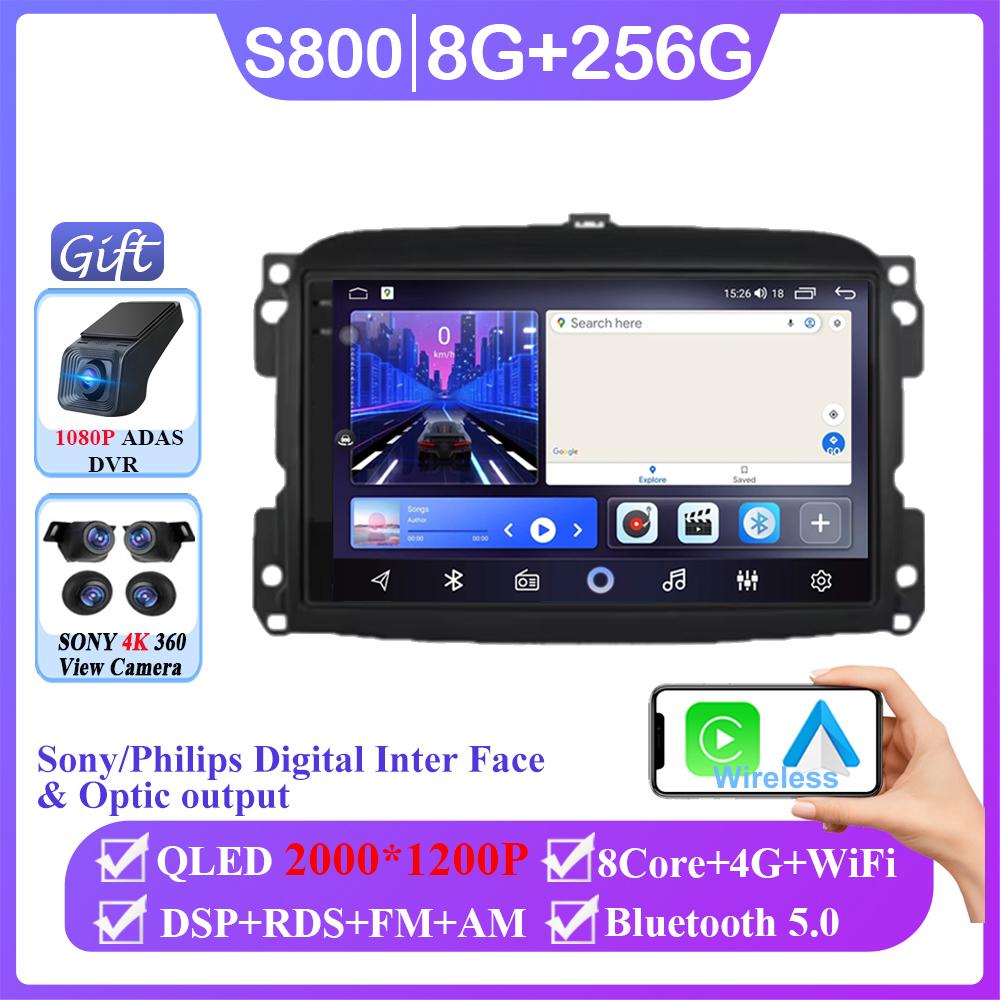 Android 14 Für Fiat 500L Egea Doblo 2012-2017 Autoradio Multimedia Video Player GPS Navigation Kein 2din DVD Drahtloses CarPlay 4G