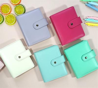 A7 Macaron Color 6 Ring Binder PU Clip-on Notebook Leather Loose Leaf Notebook Cover Notebooks Journal Kawaii Stationery
