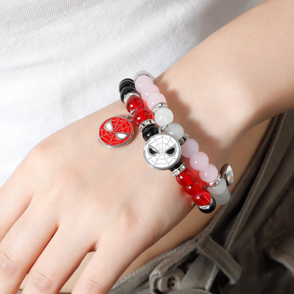 TEMU Hot Sale, Spider Sun Crescent Moon Love Couple Bracelet, Crystal Beaded Magnet Suction Bracelet