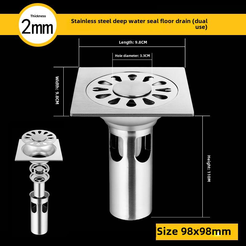 Sifon de podea din oțel inoxidabil 304, deodorant, pentru baie și mașină de spălat