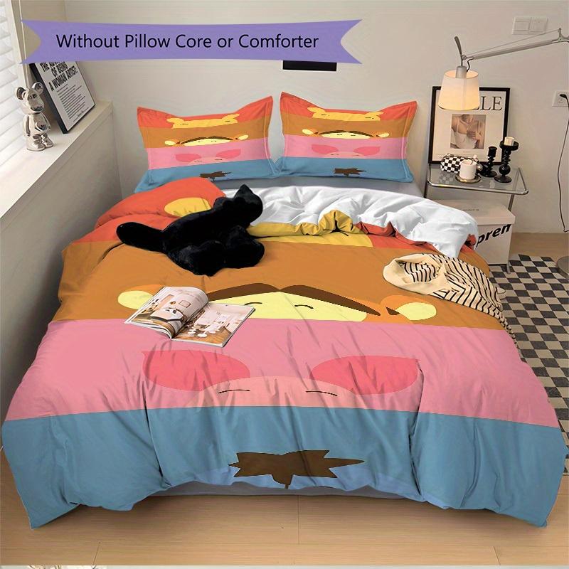3pcs Winnie Eeyore 1 Cover+2 Pillowcases, Pillow Inserts Not Included, Machine Washable, All-Season Use, Teen and Adult Rooms100