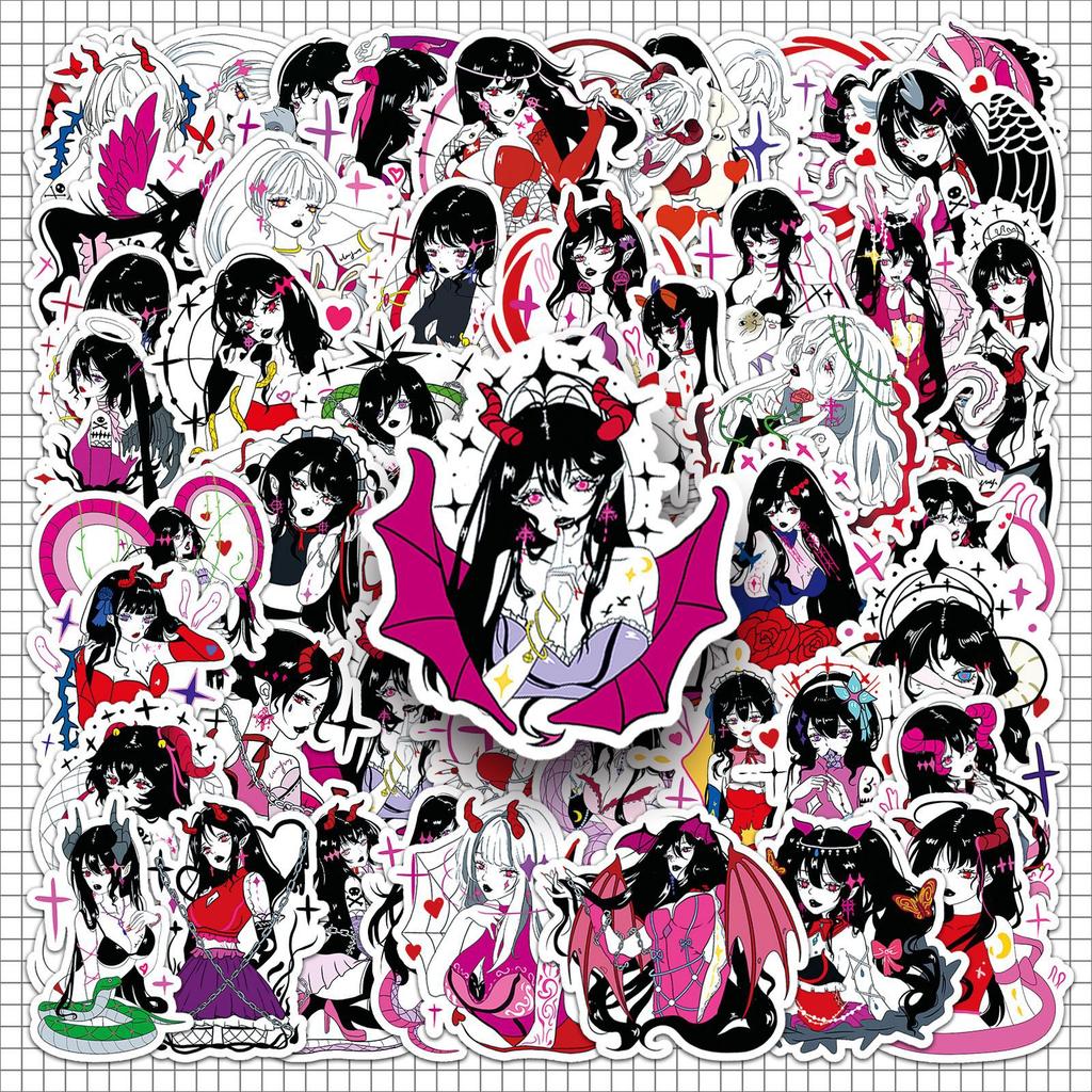 50Pcs Anime Girl Stickers Gothic Sweet Cool Sexy Lady Waterproof Decals DIY Decor Journal Phone Case