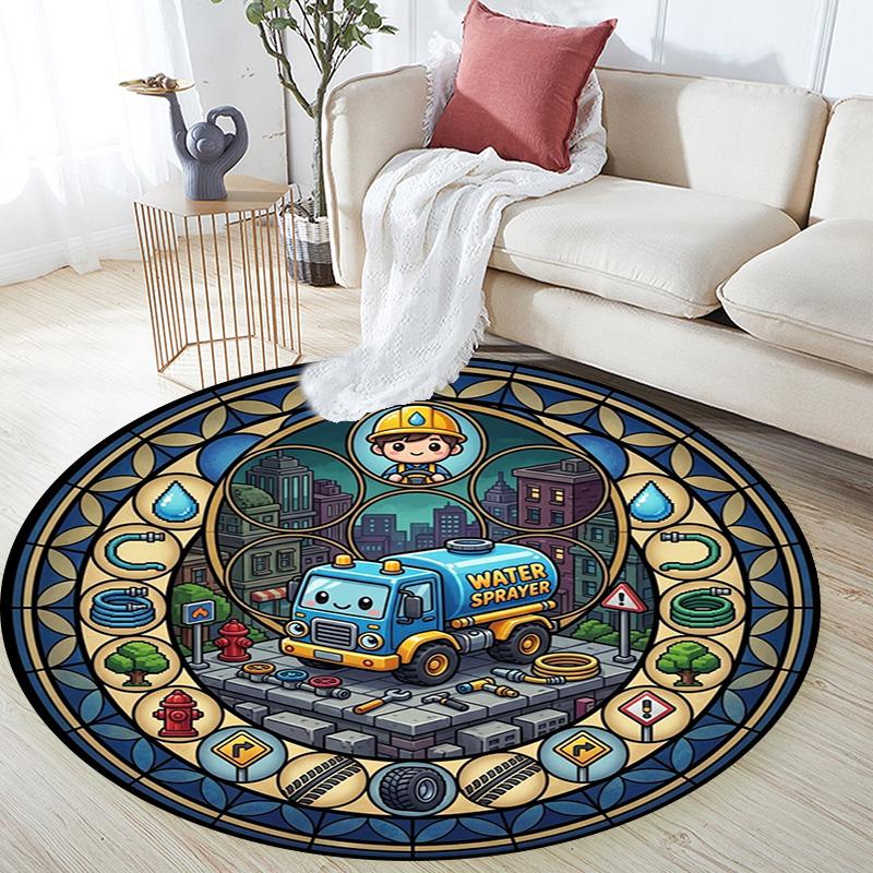 Urban Water Maintenance Round Area Rug Under Office Chairs Bedroom Living Room Home Decor
