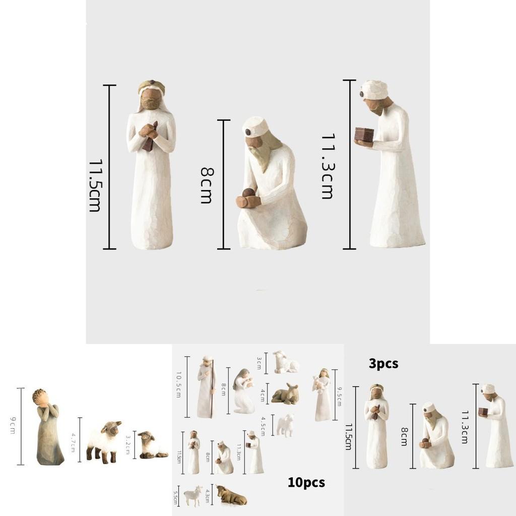 Harzfiguren-Set mit Krippe und Hirten für saisonale Geschenkidee