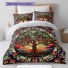 Tree of Life Pattern Bedding Quilt Set Quilt Cover Pillowcase Home Decoration Gift (1 * Duvet Cover + 2 * Pillowcase, Without Core)