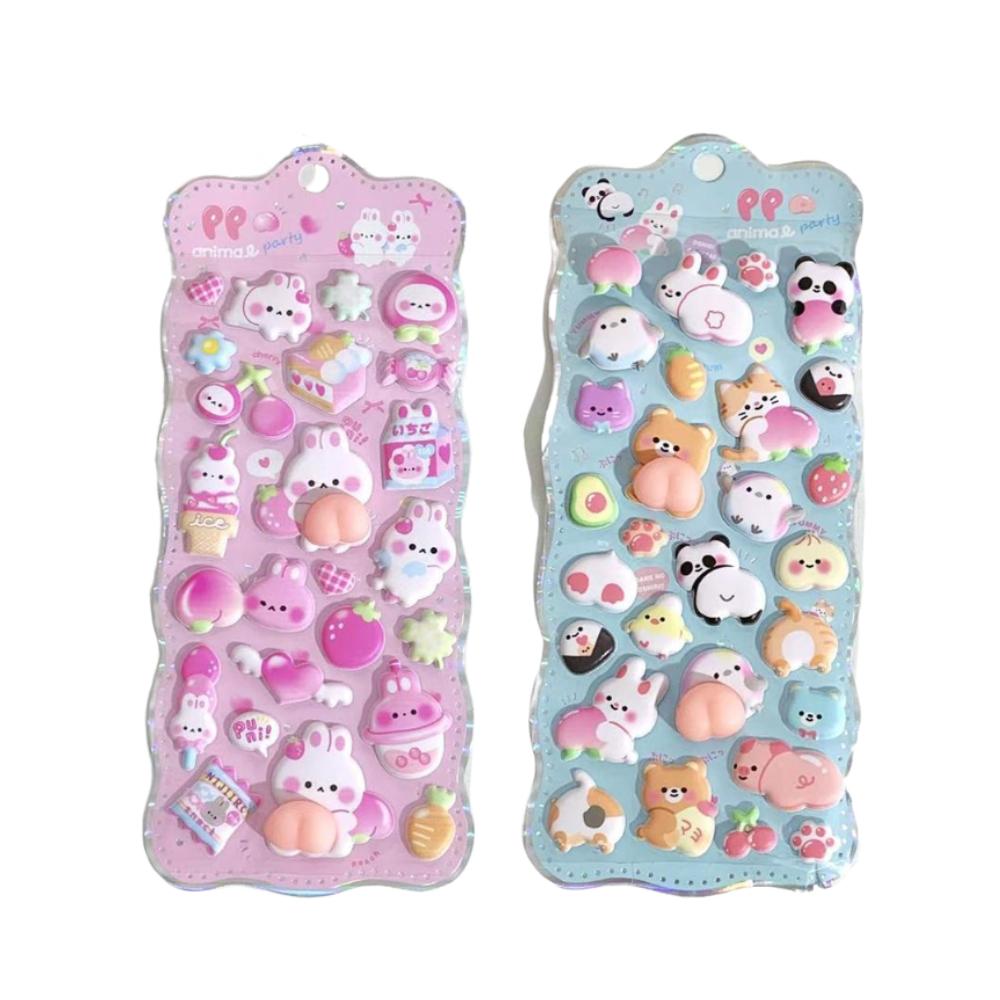3D Cute Bunny Peach Foam Stickers Squishy Fidget Self-Adhesive Repair Decals for Phone Case Scrapbook DIY Crafts Decoration