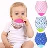 Star Print Cotton Baby Bibs with Teether Newborn Feeding Triangle Scarf Silicone Kids Burp Cloths