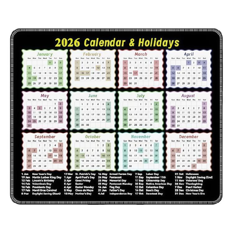 

Multifunctional 2026 Calendar Mouse Pad For Organized Scheduling Highlighting Important Dates And Comfortable Use 1