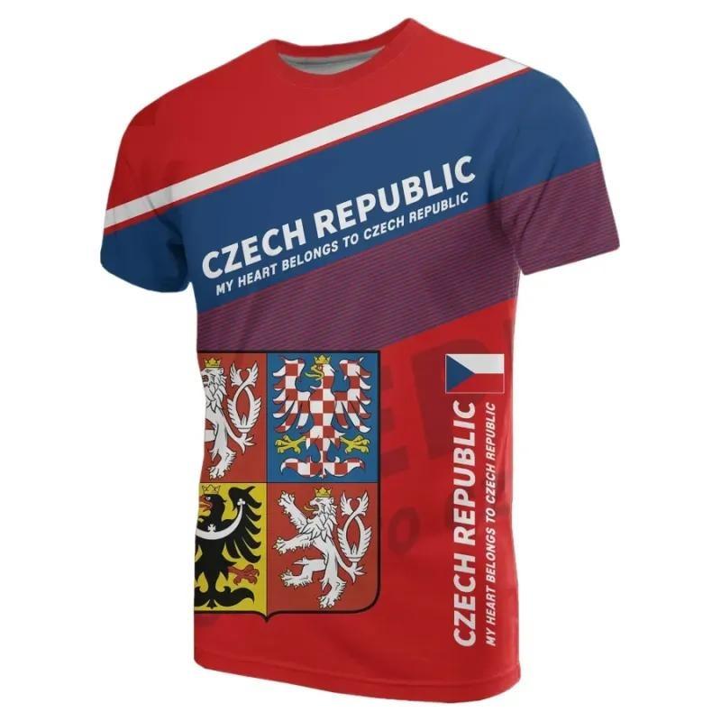 Czech Republic Flag 3D T-Shirt Men Women Coat Of Arms Of Czech Republic T Shirt Casual Oversized Short Sleeve O-neck Tees Top
