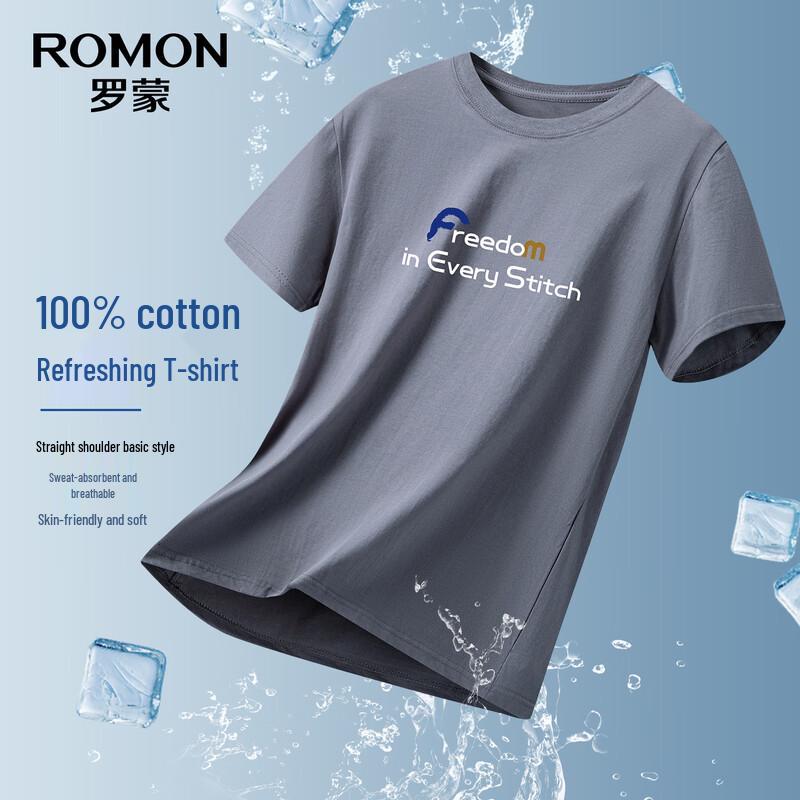 Мужская футболка ROMON из чистого хлопка с круглым вырезом TH2625 170