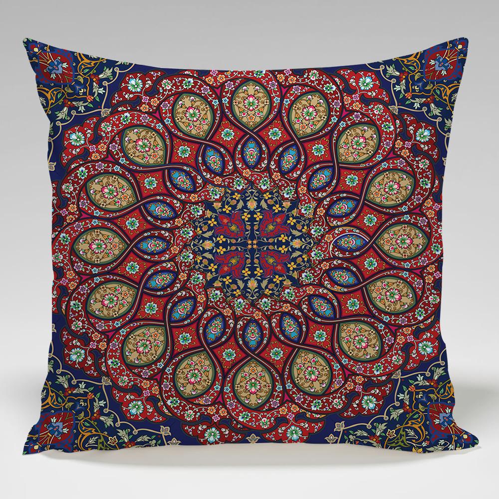 Mandala Geometric Pattern Throw Pillow Cover With Short Plush Print For Living Room Sofa Decoration Cushion Cover Pillow Covers