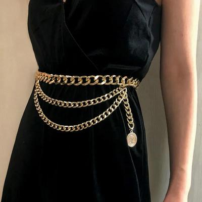 Tassel Gold Chain Belt For Women Dresses Designer Luxury Punk Fringe Silver Waist Belts Female Metal Golden Dress Belt