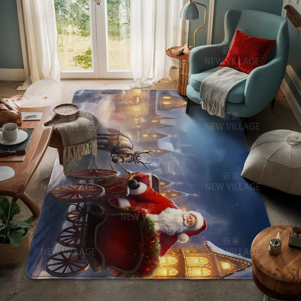 House Entrance Carpet Home Door Mat Living Room Bath Foot Bathroom Non-slip Water Absorption Rugs Bath Merry Christmas Winter